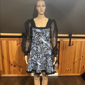 Torn by Ronny Kobo Blue and Black Mini Dress SWEATER